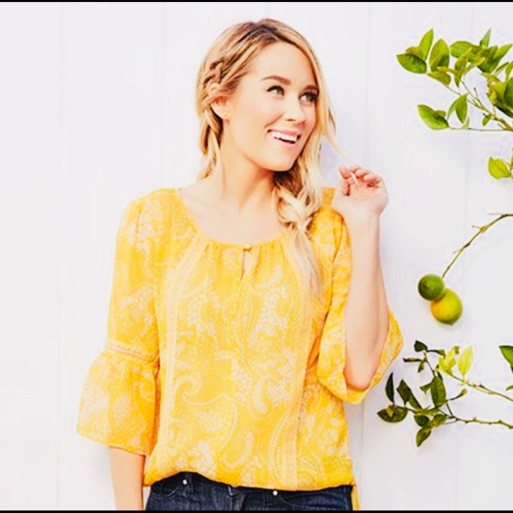 LC Lauren Conrad Keyhole Floral Blouse